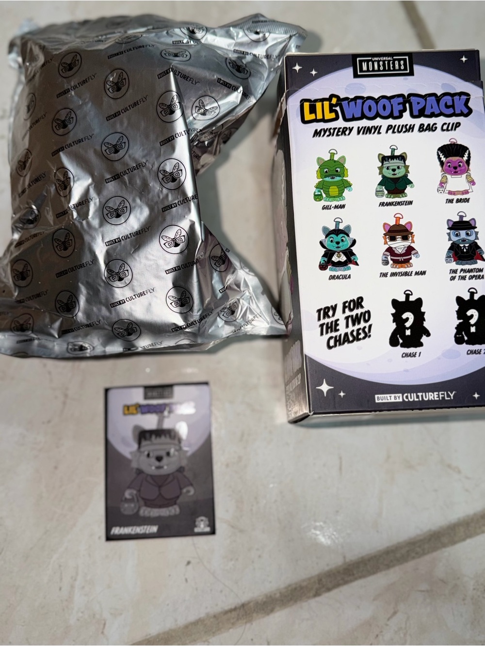 Lil' Woof Pack Mystery Vinyl Plush Bag Clip Chase Frankenstein